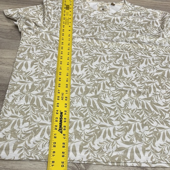 Tasso Elba Island Tan & White Leaf Print Short Sleeve Sun Protect Men's Tee XXL - Picture 6 of 8